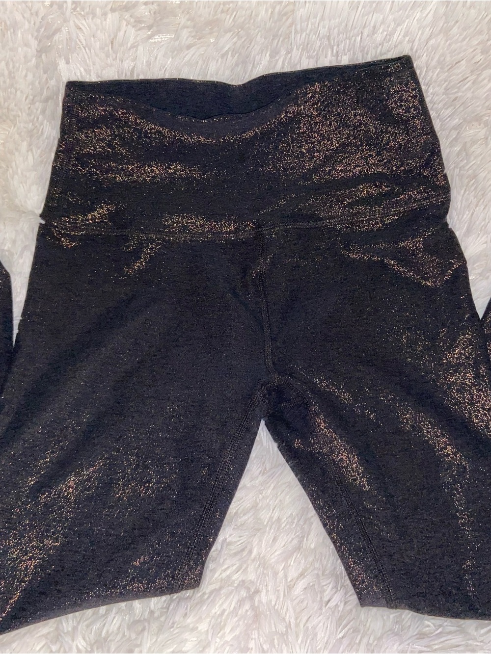 Beyond Yoga Black Leggings with Copper Shimmer